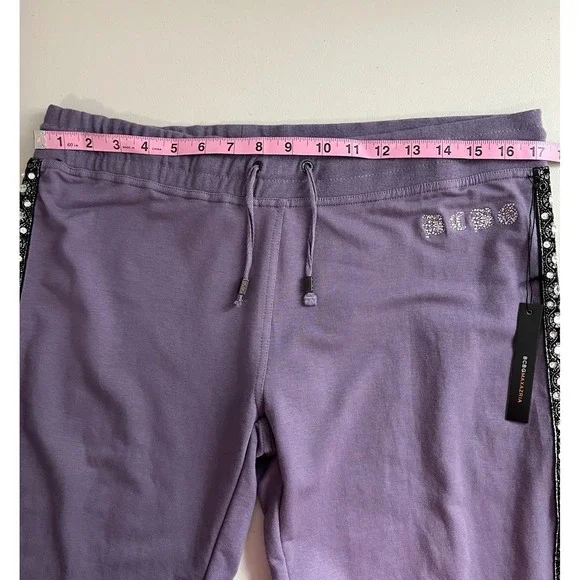 BCBGMAXAZRIA Full Set Frosted Plum Rhinestone Tracksuit Set Hoodie Pants XL - Picture 13 of 14